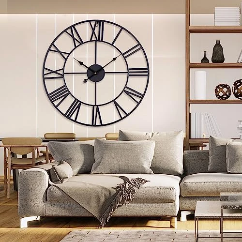Oferta limitada: Reloj de pared grande sin tictac, silencioso, 60 cm, números romanos de cuarzo, funciona con batería, reloj de pared fácil de leer para habitaciones, hogar, cocina, dormitorio, oficina, escuela de 48.44 € a 43.72 € (ahorro 10%)