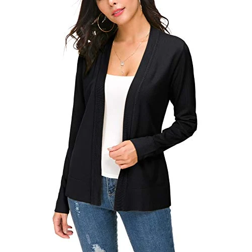 Offerta a tempo: EXCHIC Donna Casuale Lunghe Maniche V Collo Aperto Fronte Maglia Cardigan (XXL, Nero) - 0.00% da 32.98 € a 32.98 €