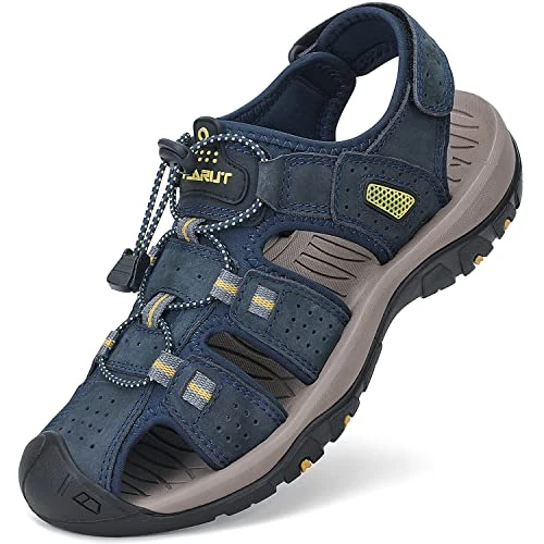 Offerta a tempo: FLARUT Sandali Estivi Uomo Esterni PelleTraspirante Sandali Sportivi Scarpe da Trekking Passeggiata Fisherman Casual Sneakers Antiscivolo(Blu,48) - 19% da 46.99 € a 37.98 €