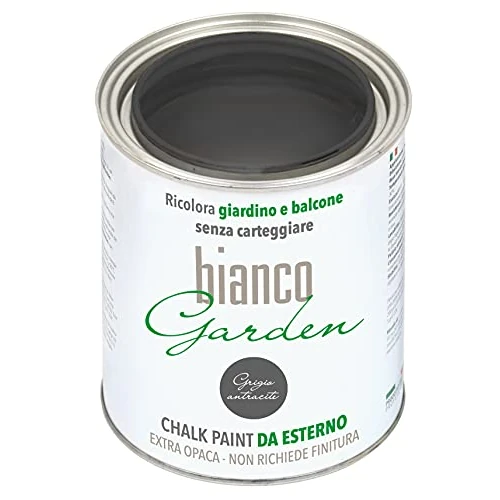 Zeitlich begrenztes Angebot: biancoGarden Grigio Antracite (Anthrazitgrau) Kreidefarbe für den Außenbereich (1 Liter) – Verschönern Sie Garten, Fenster und Außentüren ohne Schleifen oder Nachbehandlung von 22.90 € auf 22.90 € (0.00% Rabatt)