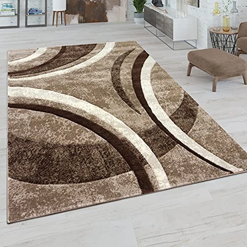 Paco Home Tappeto Salotto Pelo Corto Vintage Contorni Rifilati A Mano Effetto 3D, Dimensione:160x230 cm, Colore:Marrone