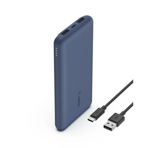 Offre limitée : Belkin batería externa portátil de 10000mAh, cargador externo USB-C con 1 puerto USB-C y 2 puertos USB-A, power bank de 15 W, batería portátil para iPhone, Galaxy, Pixel, AirPods, iPad y otros - Bleu de 15.04 EUR à 13.99 EUR (remise 7%)
