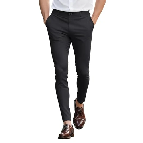 Offerta a tempo: GINGTTO Pantaloni Chino Uomo Slim Elasticizzati Skinny Pants Nero 30 - 0.00% da 39.99 € a 39.99 €