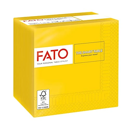 Limited offer: Einweg-Papierservietten, Ideal für Aperitifs und Cocktails, Packung mit 100 Servietten, Größe 24x24, Gefaltet in 4 und 2 Lagen, Farbe Gelb, 100% Reines Zellulosepapier, FSC-zertifiziert from 2.73 EUR to 2.20 EUR (save 19%)