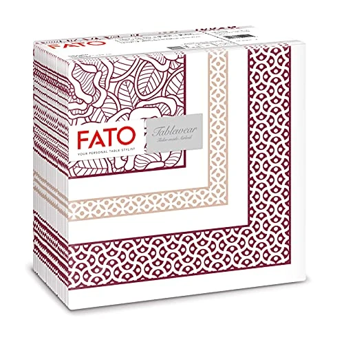 Offre limitee: Fato, serviettes en papier, airlaid, effet textile, paquet de 50 serviettes, format 40x40 pliées en 4, Garnet Red Bouquet Pattern de 6.75 EUR a 6.75 EUR (economie 0%)