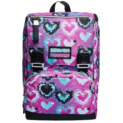 Offerta a tempo: Seven Zaino Scuola Estensibile, Fucsia Fantasia A Cuori, Glossy Girl, Zaino Doppio Scomparto Estensibile Tramite Zip Laterali, Scuola e Tempo libero, Bambina Ragazza - 5% da 74.90 € a 71.16 €