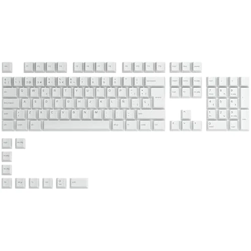Offerta a tempo: GLORIOUS Gaming 115 GPBT Keycaps - Profilo Cherry, plastica PBT Resistente, Aspetto Accattivante, Suono Superiore, Caratteri Originali, Layout Spagnolo - Bianco Artico - 0.00% da 34.99 € a 34.99 €