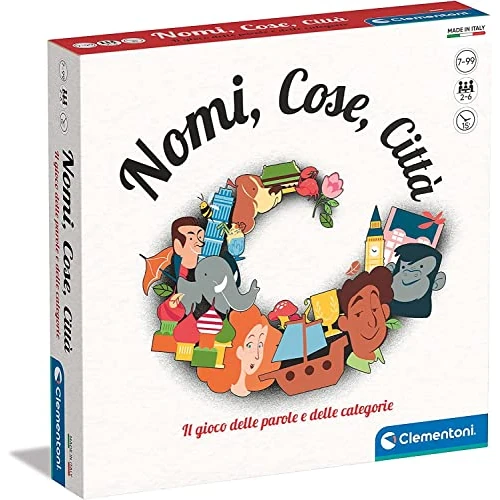 Clementoni - Nomi Cose e Città, Gioco da Tavolo con 29 Carte Categoria, per Bambini 7+ Anni e Tutta la Famiglia, 2-6 Giocatori, Idea Regalo Made in Italy, Lingua Italiana, 16634