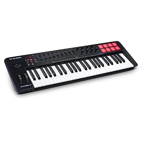 M-AUDIO Oxygen 49 (MKV) - 49-toetsen USB MIDI-keyboardcontroller met beatpads, Smart Chord, schaalmodi, arpeggiator en Native Instruments Sound Package (NKS-integratie)