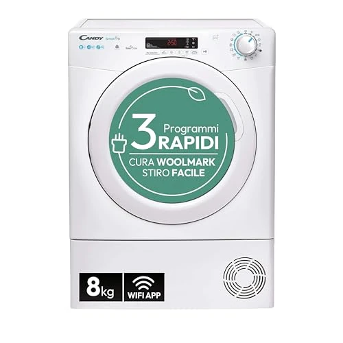 Candy Smart Pro CSOE H8A2DE-S Heat Pump Dryer / 8 kg / Easycase Condensation Water Tank with Optical Fill Indicator Directly in Porthole / Smart Operation with Modern Wi-Fi + Bluetooth