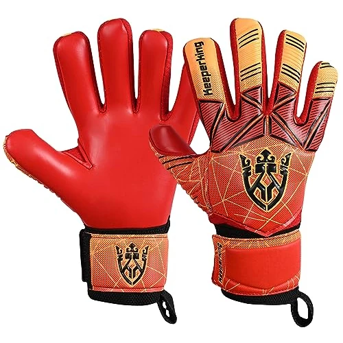 Offerta a tempo: Keeperking - Guanti da portiere per adulti, bambini e adolescenti, con e senza protezione per le dita rimovibile, da 4 mm, unisex, (Rosso, 10) - 37% da 19.99 € a 12.55 €