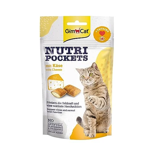 Oferta limitada: GimCat Nutri Pockets queso - Snack crujiente para gatos, con relleno cremoso e ingredientes funcionales - 1 bolsa (1 x 60 g) de 1.89 € a 1.61 € (ahorro 15%)