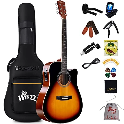 Oferta limitada: Winzz 4/4 Guitarra Electroacústica para Adultos, Guitarra Principiante Folk con Accesorios Completos（41 Pulgadas, Sunburst Brillante） de 131.99 EUR a 105.59 EUR (ahorro 20%)