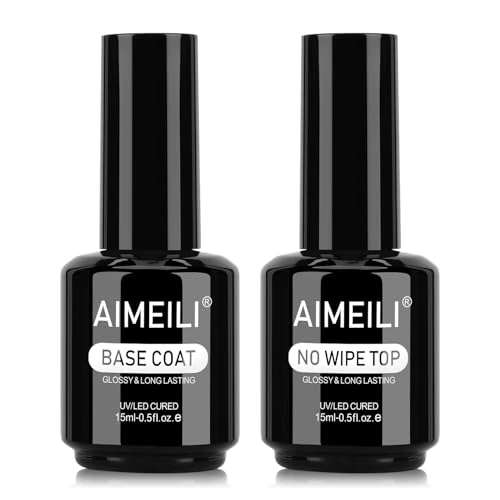 Limited-time offer: AIMEILI Base and Top Coat Gel Nail Polish Set, Shine Finish and Long Lasting, UV LED Soak Off Gel Nail Lacquer Gel Nail Polish Varnish - 2 x 15ml from 7.69 £ to 7.69 £ (save 0.00%)