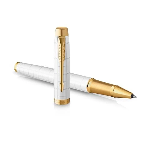 Offre limitee: Parker IM stylo roller - Laqué perle Premium avec attributs dorés - Pointe fine avec recharge d’encre noire - Coffret cadeau de 87.50 EUR a 54.73 EUR (economie 37%)