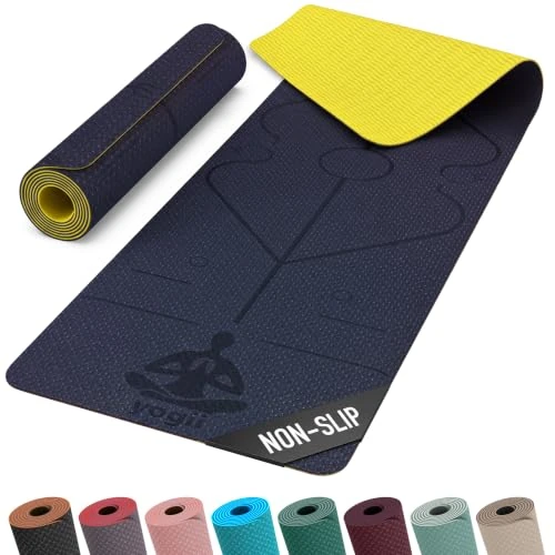 Offerta a tempo: Yogii Tappetino Yoga 6 mm Antiscivolo - Tappetino Fitness in TPE per Yoga, Pilates e Allenamento a Casa - Tappetino Sport Antiscivolo con Linee di Allineamento - per Donna e Uomo - 22% da 28.74 € a 22.39 €