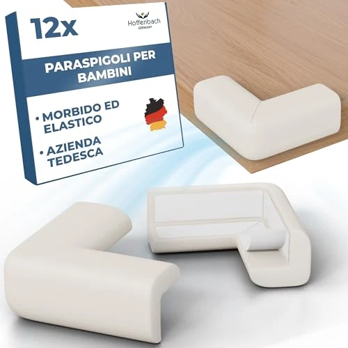 Offerta a tempo: Hoffenbach 12x Paraspigoli Angolari in Gomma per Bambini, Paraspigoli Autoadesivi per Mobili Tavolo e Spigoli, Para Angoli per Bambini, Sicurezza in Casa, Bianco - 0.00% da 7.99 € a 7.99 €
