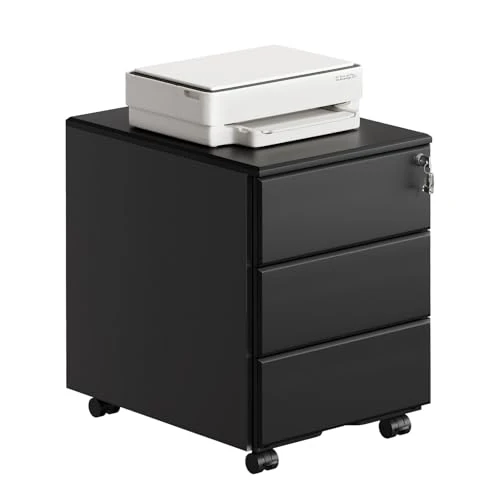 Oferta ograniczona: WOLTU Metalowy kontener na kółkach, mobilna szafka na dokumenty, szafka biurowa z 3 szufladami, zamykany i regulowany regał wiszący, wstępnie zmontowana, do biura, biura domowego, kolor czarny SK024sz z 531.99 EUR na 531.99 EUR (znizka 0%)