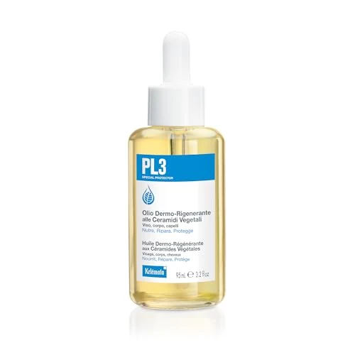 Offerta a tempo: KELEMATA PL3 Olio Dermo-Rigenerante 95ml, Trattamento Multifunzione Viso Corpo Capelli con Ceramidi Vegetali e Oli Naturali, Idratazione Profonda, Ripara Punte Danneggiate e Riduce il Crespo, Non Unge - 37% da 15.90 € a 10.08 €