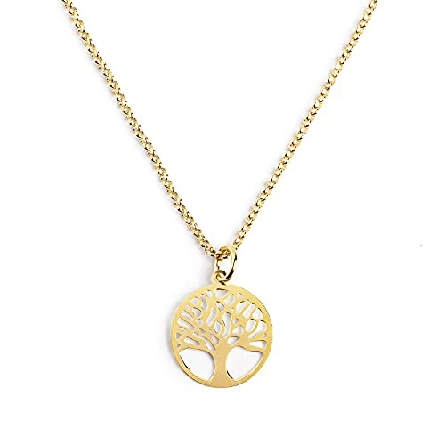 SINGULARU - Tree of Life Halskette. Sterlingsilber mit 18 Kt Vergoldeter Beschichtung. Schmuck für Damen.