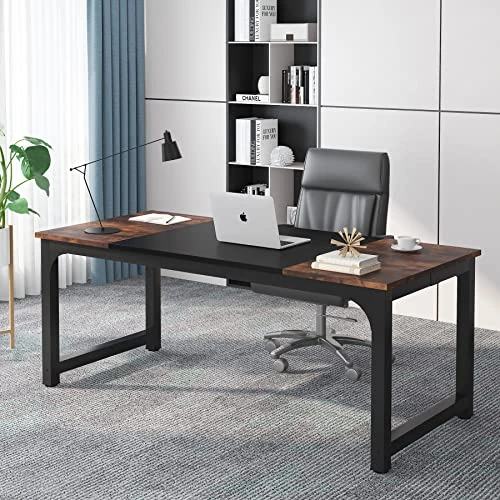 Offerta a tempo: Tribesigns Scrivania, Scrivania da Ufficio per Studenti e Lavoratori，scrivania gaming，Tavolo da Computer Scrivania per Ufficio Studio,Montaggio Facile (180 x 80 x 75 cm, Marrone Vintage e Nero) - 36% da 139.99 € a 89.99 €