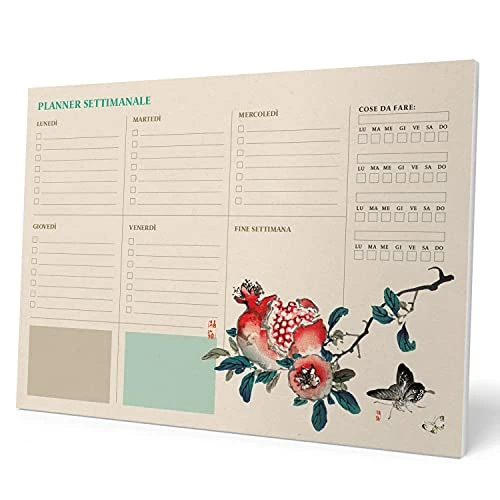 Limitiertes Angebot: Grupo Erik Wochenplaner Tischkalender Block A4 - Kalender Planer Japanische Kunst auf Italienisch - Tischplaner A4 ohne festes Datum von 7.41 EUR auf 7.41 EUR (Spare 0%)