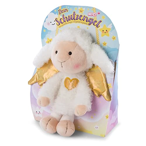 NICI Kuscheltier Schutzengel La La Lammie 30cm mit goldenem Herz & Flügeln in Geschenkbox – Schaf-Engel Plüschtier für Mädchen, Jungen & Babys – Stofftier zum Kuscheln, Spielen & Schenken