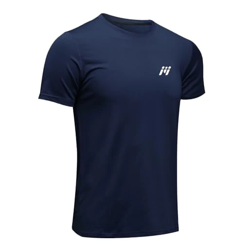MEETWEE Maglietta Uomo, Maglia a Manica Corta Asciugatura Rapida Fitness T-Shirt da Sport per Corsa Palestra Fitness (Blu Navy, L)