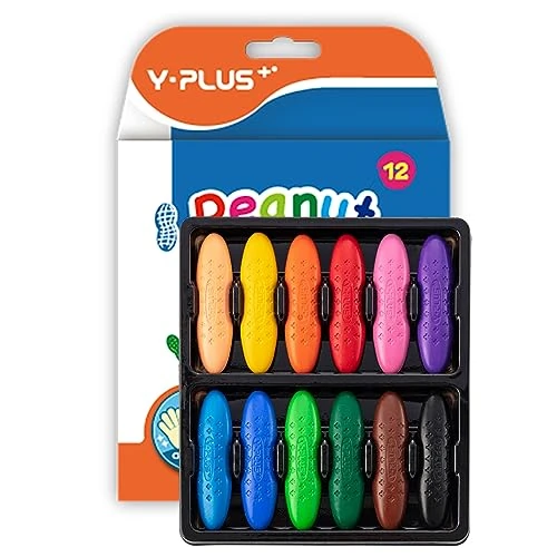 Tijdelijke aanbieding: YPLUS Pinda-waskrijtjes voor peuters, 12 kleuren, niet giftig, gemakkelijk vast te houden, wasbare veilige kleurstiften voor kleuters voor kinderen, schilderaccessoires van 16.00 € naar 16.00 € (0.00% korting)