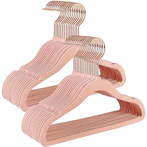 Oferta limitada: SONGMICS Juego de 30 Perchas para niños con Ganchos giratorios a 360°, Color Oro Rosa, Perchas de Terciopelo Antideslizantes para Armario, Dormitorio, Rosa Pastel CRF027P30 de 15.99 € a 13.08 € (ahorro 18%)