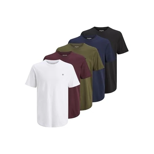 Oferta limitada: JACK & JONES JPRBLABRODY - Camiseta de Cuello Redondo para Hombre (5 Unidades, Talla XS, S, M, L, XL, XXL, 100% algodón), Azul Marino, XL de 59.99 € a 37.99 € (ahorro 37%)