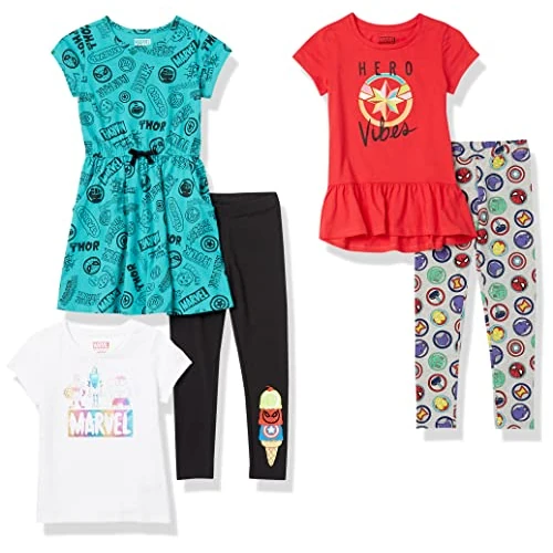 Offerta a tempo: Amazon Essentials Disney | Marvel | Star Wars | Frozen | Princess Set di Capi da combinare e Abbinare Bambine e Ragazze, Pacco da 5, Eroi Marvel, 4 Anni - 37% da 29.00 € a 18.21 €