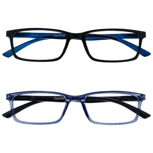 Offre limitée : OPULIZE See - Lunettes de Lecture Anti-Lumière Bleue Pack de 2 Montures Étroites Charnières à Ressort Améliore le Sommeil Jeux Ordinateur Noir Bleu Hommes Femmes +3.50 de 17.47 € à 17.47 € (0.00% de remise)