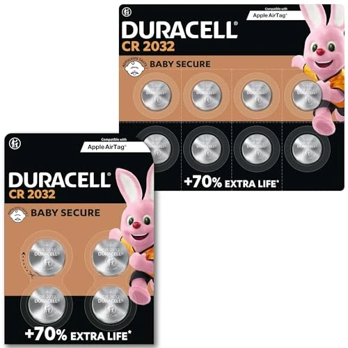 Oferta limitada: Duracell CR2032 pilas de botón de litio 3 V (paquete de 12) - Hasta un 70 % extra duración - Tecnología Baby Secure - Para Apple AirTag, llaves remotas, dispositivos domésticos, deportivos y médicos de 20.98 € a 16.32 € (ahorro 22%)