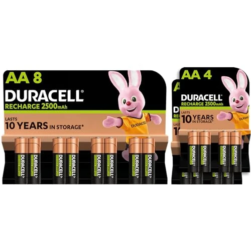 Offerta a tempo: Batterie Ricaricabili Duracell AA (confezione da 16), 2500 mAh NiMH, pre-caricate, le nostre batterie n.1 per lunga durata - 32% da 65.97 € a 44.97 €