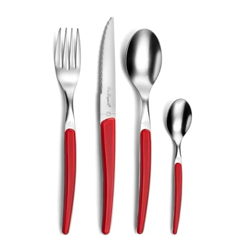 Lou Laguiole 2532RDM000C40 Montana 24-Piece Cutlery for 6 People, Red