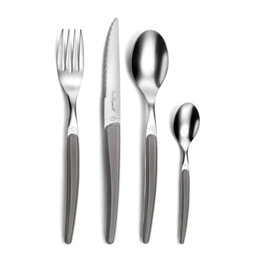 Lou Laguiole 2532GYM000C40 Montana 24-Piece Cutlery for 6 People, Grey