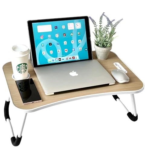unycos - Dienblad voor Bed, Opklapbare Ontbijttafel, Multifunctioneel, Ideaal voor Laptop, Computer en Boeken, Bijzettafel met Lessenaar om in Bed te Lezen, 60x40x26 cm (Moer zonder Lade)