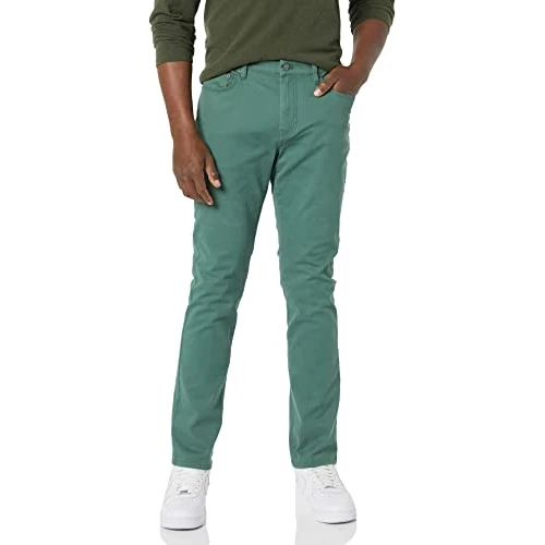 Amazon Essentials Men's Slim-Fit 5-Pocket Stretch Twill Trousers, Green, 28W / 29L