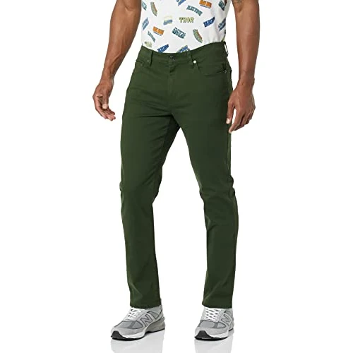 Offerta a tempo: Amazon Essentials Pantaloni in Twill Elasticizzati con 5 Tasche Slim Uomo, Verde Oliva Scuro, 38W / 28L - 0.00% da 21.58 € a 21.58 €