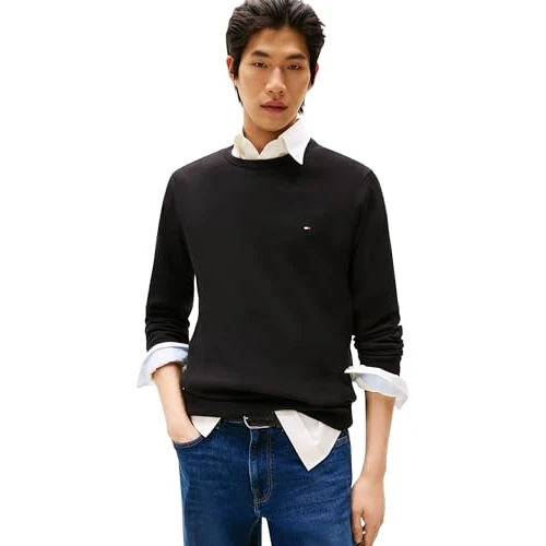 Oferta ograniczona: Tommy Hilfiger Męski sweter z bawełny Essential Crew Neck MW0MW14748, czarny, XL, czarny (czarny), XL z 304.85 EUR na 304.85 EUR (znizka 0%)