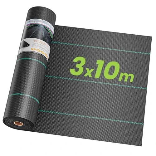 Offerta a tempo: OUNUO Telo Pacciamatura Anti Erbacce, 3m x 10m, Pacciamatura Permeabile all'Acqua, Resistente allo Strappo, Elevata Resistenza UV, 90g/m² Telo Anti Erbacce per Giardino e Orto - 0.00% da 29.99 € a 29.99 €