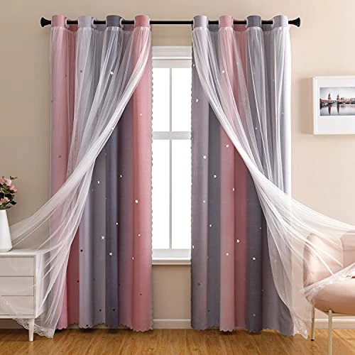 Offerta a tempo: XiDi Dream Star - Tende oscuranti per finestra della camera da letto della figlia e della camera da letto delle bambine, 132 x 160 cm (larghezza x lunghezza) - 0.00% da 24.66 € a 24.66 €