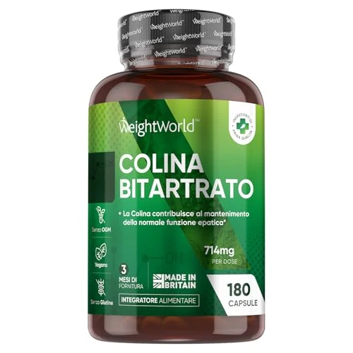 Begrenztes Angebot: Cholin Bitartrat Kapseln - 714mg pro Portion - Cholin trägt zur Aufrechterhaltung einer normalen Leberfunktion bei (EFSA) - Für 3 Monate Vorrat - Täglich 2 Kapseln - 180 Stück - von WeightWorld von 19.00 EUR auf 14.44 EUR (Rabatt 24%)