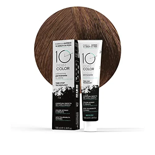 10 Perm, langanhaltende Express-Färbung, Haarfarbe 5.7 Hellbraun, Haarfarbe, schnelle und homogene Abdeckung in 10 Minuten, helle Farbe, intensiv und hell, 100 ml