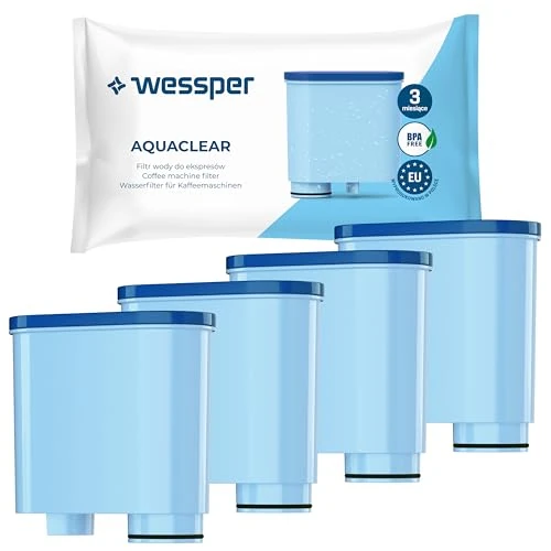 Wessper Filtro de Agua para Cafetera Automatica, Compatible con Philips Aquaclean CA6903/10 CA6903/22 CA6903 y Saeco, Cartucho de Filtro con Carbón Activado para Cafetera Superautomática, 4 Piezas