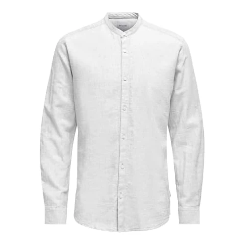 Offerta a tempo: Only & Sons ONSCAIDEN Solid - Camicia da Uomo per Il Tempo Libero - Slim Fit XS S M L XL XXL, Bianco, XXL - 31% da 39.99 € a 27.49 €
