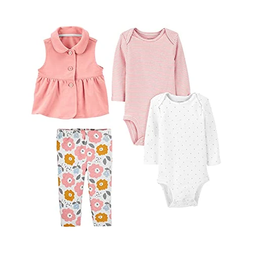 Simple Joys by Carter's Baby Girls' 4-Piece Bodysuit and Vest Set