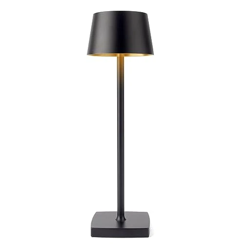Offerta a tempo: Seihoae Lampada da tavolo a LED senza fili ricaricabile, lampada da scrivania a batteria da 6000 mAh, luce in metallo portatile USB, piccola luce da comodino da comodino per bar ristorante, Nero - 61% da 49.99 € a 19.50 €
