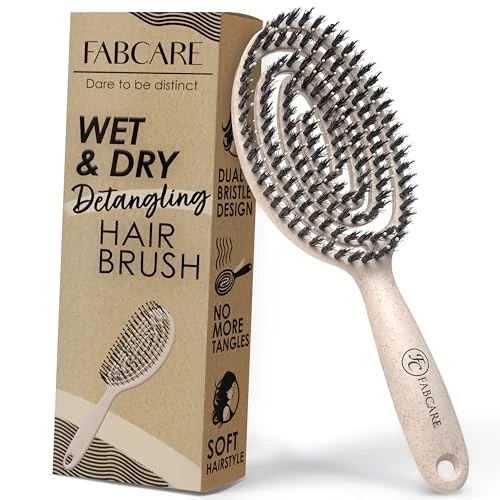 Offre limitée : FABCARE Brosse Cheveux Poil Sanglier Démêlante Double Ressort Spirale Magique Sans Tirer Professionnelle (Beige) de 11.99 € à 11.99 € (0.00% de remise)